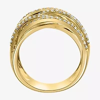 Effy  Womens 1/2 CT. T.W. Natural Diamond 14K Gold Crossover Band