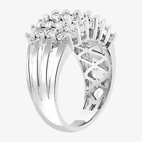 Effy  Womens 3.5MM 1/2 CT. T.W. Natural Diamond Sterling Silver Cluster Band