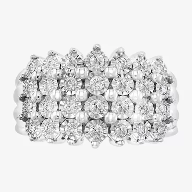 Effy  Womens 3.5MM 1/2 CT. T.W. Natural Diamond Sterling Silver Cluster Band