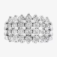 Effy  Womens 3.5MM 1/2 CT. T.W. Natural Diamond Sterling Silver Cluster Band