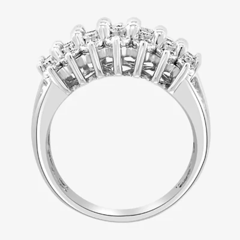 Effy  Womens 3.5MM 1/2 CT. T.W. Natural Diamond Sterling Silver Cluster Band