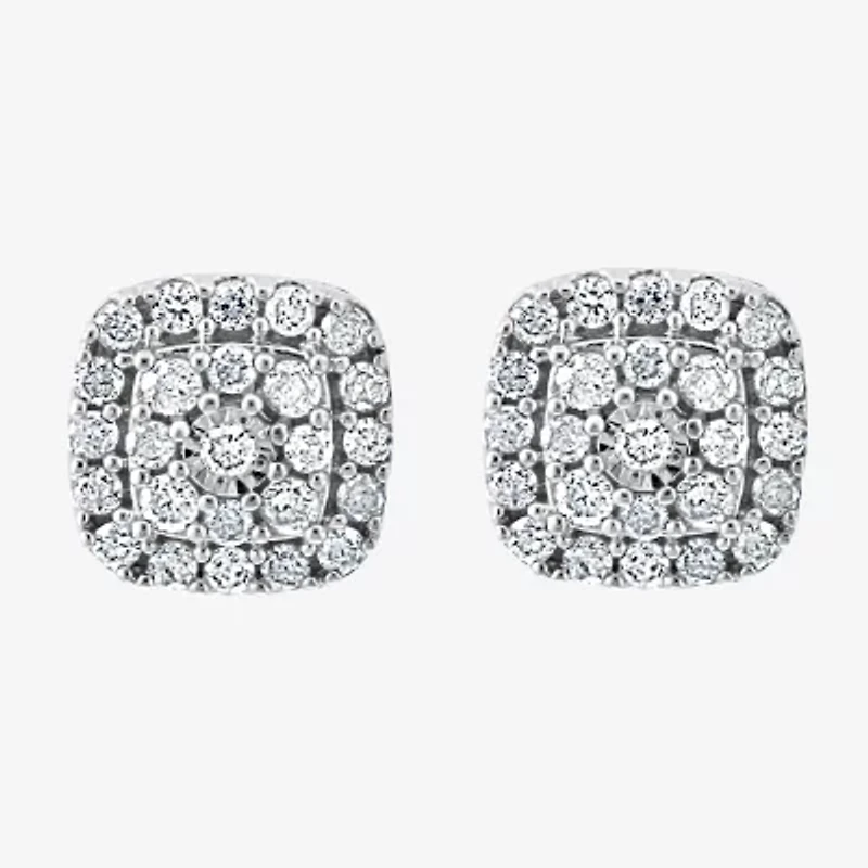 Effy Final Call 1/2 CT. T.W. Natural Diamond Sterling Silver 8.5mm Cushion Stud Earrings