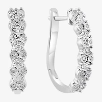 Effy  Womens 1/4 CT. T.W. Natural Diamond Sterling Silver 26.5mm Hoop Earrings