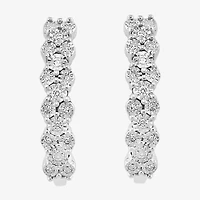 Effy Final Call Womens 1/4 CT. T.W. Natural Diamond Sterling Silver 26.5mm Hoop Earrings