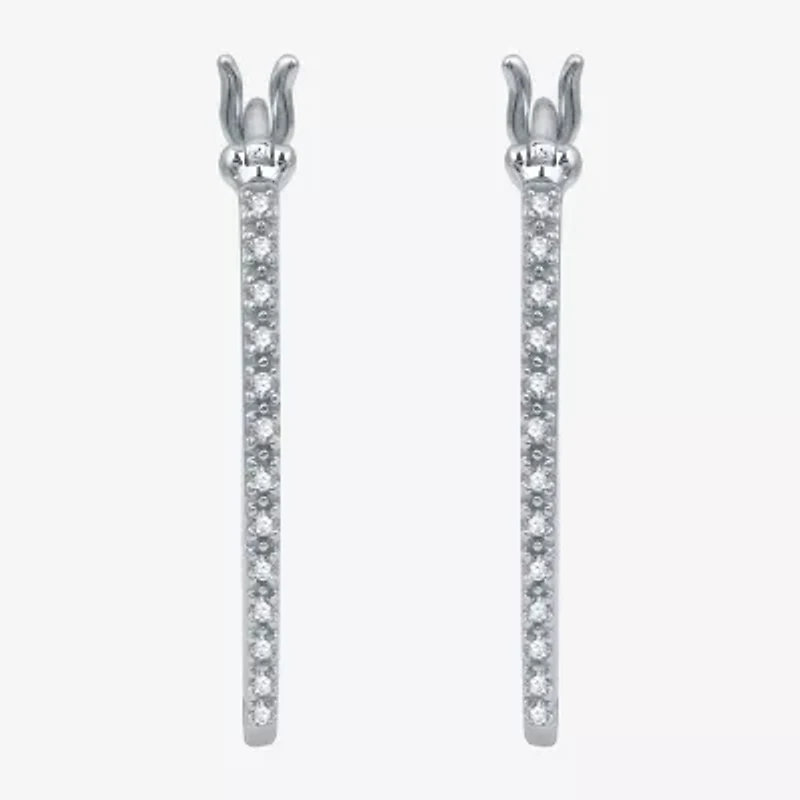 Yes, Please! Womens 1/10 CT. T.W. Natural Diamond Sterling Silver 24.5mm Hoop Earrings