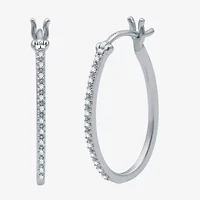 Yes, Please! Womens 1/10 CT. T.W. Natural Diamond Sterling Silver 24.5mm Hoop Earrings