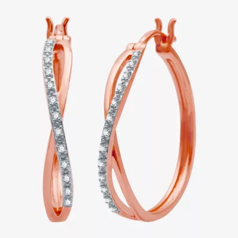 Yes, Please! Womens 1/10 CT. T.W. Natural Diamond 14K Gold Over Silver 26.4mm Hoop Earrings