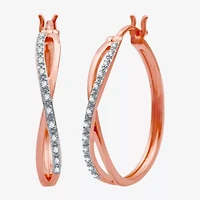 Yes, Please! Womens 1/10 CT. T.W. Natural Diamond 14K Gold Over Silver 26.4mm Hoop Earrings