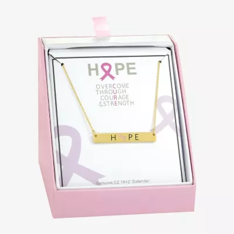Sparkle Allure Breast Cancer Awareness Womens 14K Gold Over Brass Rectangular 16 Inch Pendant Necklace