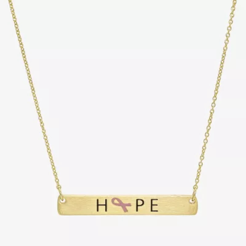Sparkle Allure Breast Cancer Awareness Womens 14K Gold Over Brass Rectangular 16 Inch Pendant Necklace
