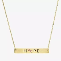 Sparkle Allure Breast Cancer Awareness Womens 14K Gold Over Brass Rectangular 16 Inch Pendant Necklace