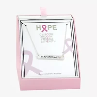 Sparkle Allure Breast Cancer Awareness Womens Pure Silver Over Brass Rectangular 16 Inch Pendant Necklace