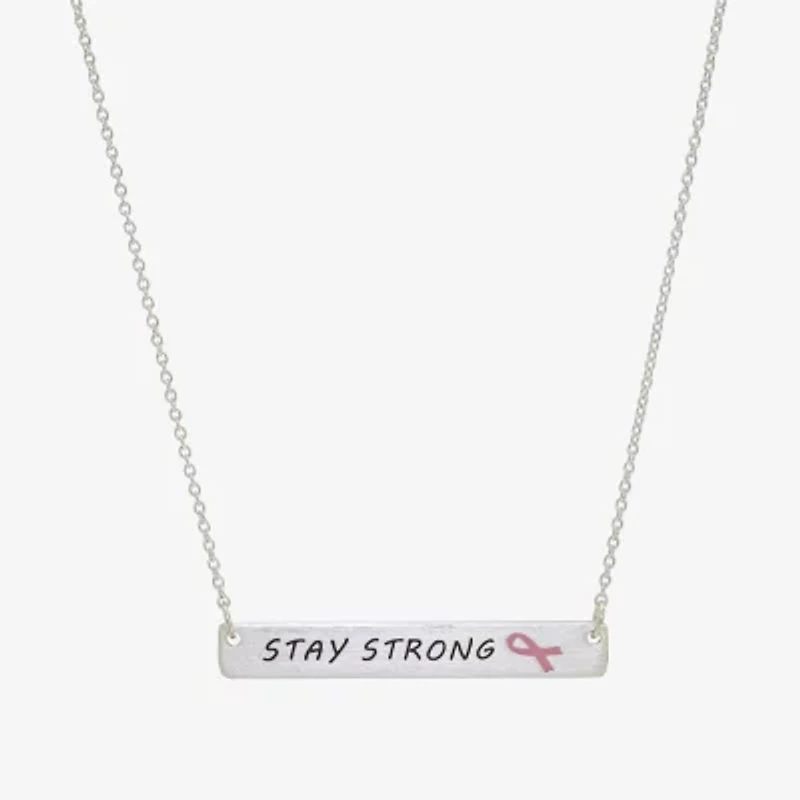 Sparkle Allure Breast Cancer Awareness Womens Pure Silver Over Brass Rectangular 16 Inch Pendant Necklace