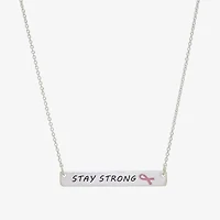 Sparkle Allure Breast Cancer Awareness Womens Pure Silver Over Brass Rectangular 16 Inch Pendant Necklace