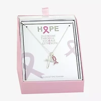Sparkle Allure Breast Cancer Awareness Womens Pink Cubic Zirconia Pure Silver Over Brass Cross 16 Inch Pendant Necklace