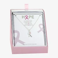 Sparkle Allure Breast Cancer Awareness Womens Pink Cubic Zirconia Pure Silver Over Brass 16 Inch Pendant Necklace