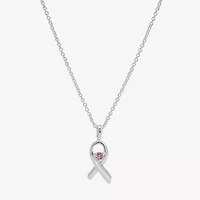 Sparkle Allure Breast Cancer Awareness Womens Pink Cubic Zirconia Pure Silver Over Brass 16 Inch Pendant Necklace