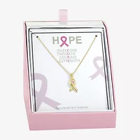 Sparkle Allure Breast Cancer Awareness Womens Pink Cubic Zirconia 14K Gold Over Brass 16 Inch Pendant Necklace