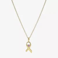 Sparkle Allure Breast Cancer Awareness Womens Pink Cubic Zirconia 14K Gold Over Brass 16 Inch Pendant Necklace