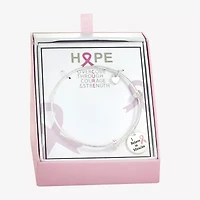 Sparkle Allure Breast Cancer Awareness Womens Link Pure Silver Over Brass Round Bangle Bracelet