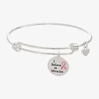 Sparkle Allure Breast Cancer Awareness Womens Link Pure Silver Over Brass Round Bangle Bracelet