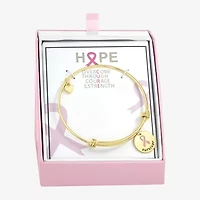 Sparkle Allure Breast Cancer Awareness Womens Link 14K Gold Over Brass Round Bangle Bracelet