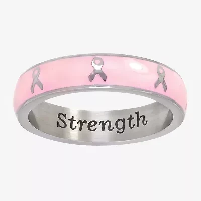 Sparkle Allure Breast Cancer Awareness Womens 5MM Stainless Steel Band