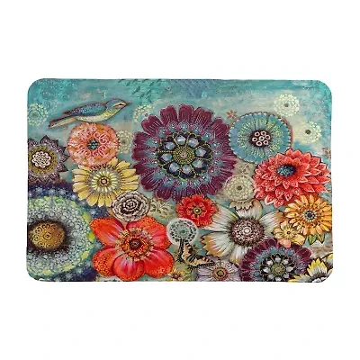 Laural Home Blue Bird Boho Memory Foam Bath Rug