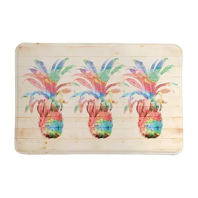 Laural Home Colorful Pineapple Memory Foam Bath Rug