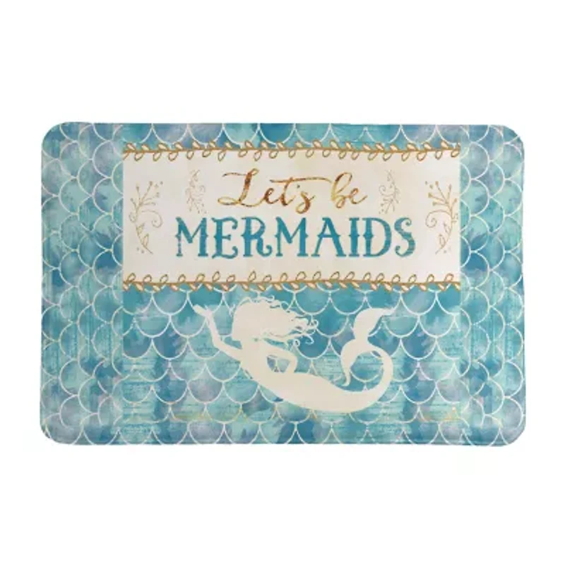 Laural Home Let'S Be Mermaids Memory Foam Bath Rug