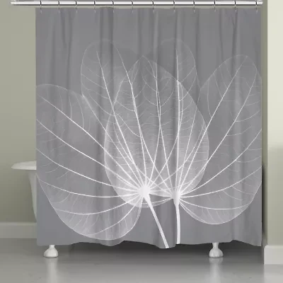 Laural Home Grey Leaves Shower Curtain