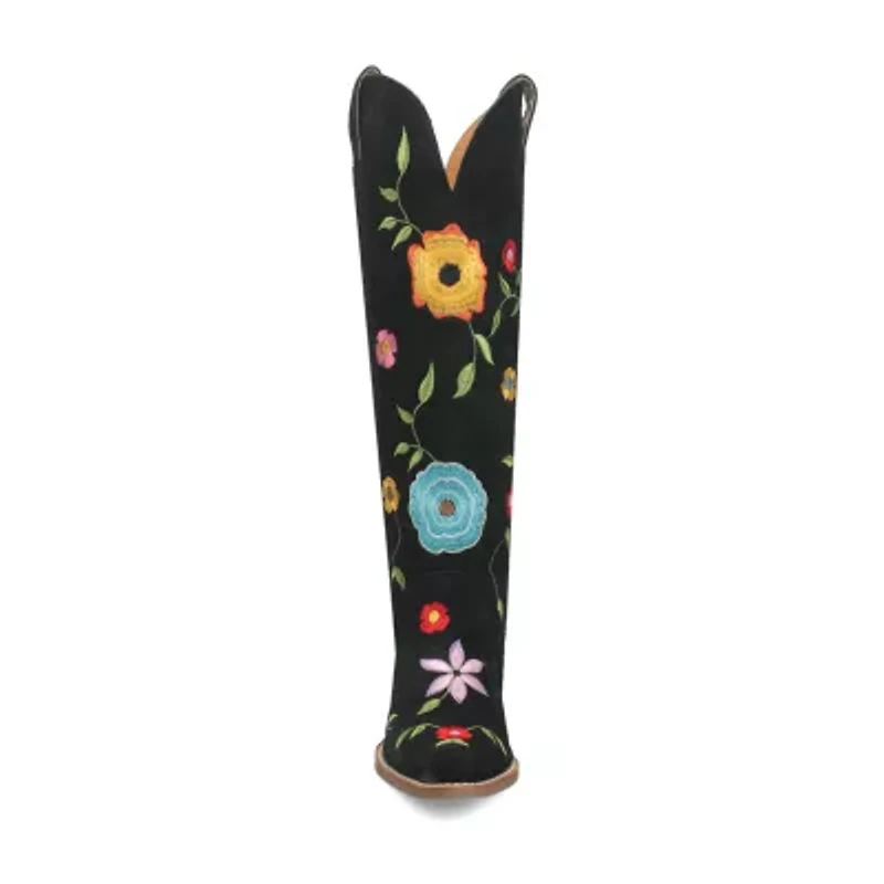 Dingo Womens Flower Power Stacked Heel Cowboy Boots