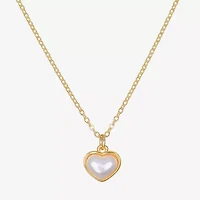 Bijoux Bar Delicates Gold Tone Womens Simulated Pearl Heart 16 Inch Pendant Necklace