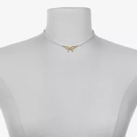 Bijoux Bar Delicates Gold Tone Womens Simulated Pearl Bow 16 Inch Pendant Necklace