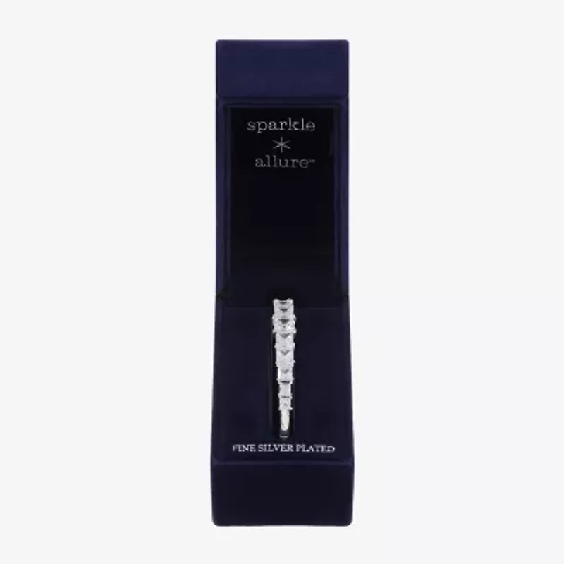 Sparkle Allure Womens Cubic Zirconia Pure Silver Over Brass Square Bangle Bracelet