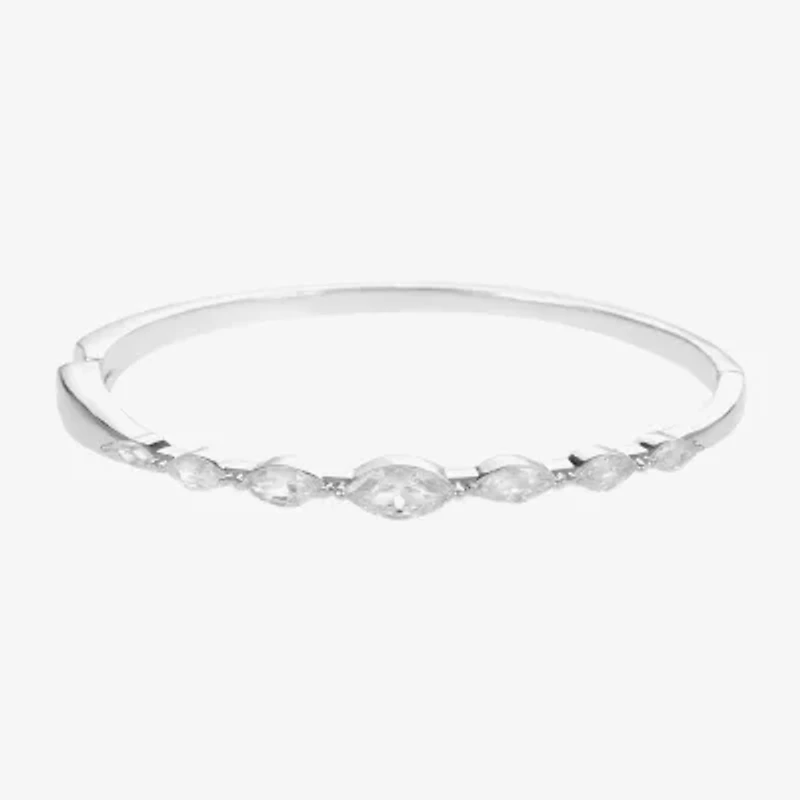 Sparkle Allure Womens Cubic Zirconia Pure Silver Over Brass Marquise Bangle Bracelet