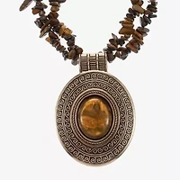 Mixit Gold Tone Womens Brown 20 Inch Pendant Necklace