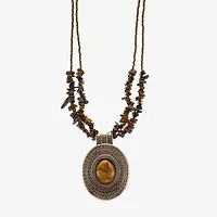 Mixit Gold Tone Womens Brown 20 Inch Pendant Necklace