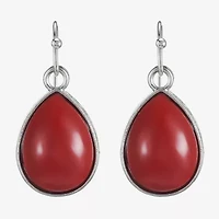 Mixit Silver Tone Womens Red Drop Earrings