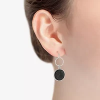 Mixit Womens Black Round Drop Earrings