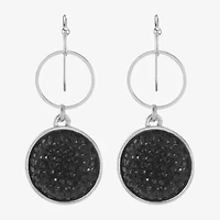 Mixit Womens Black Round Drop Earrings