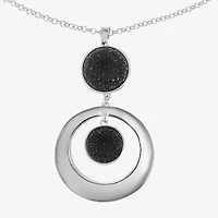 Mixit Womens Black Round 24 Inch Pendant Necklace