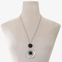 Mixit Womens Black Round 24 Inch Pendant Necklace