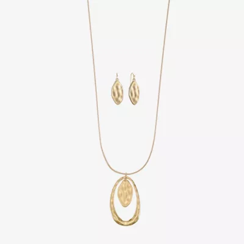 Liz Claiborne Orbital Pendant Necklace And Drop Earring Womens 2-pc. Jewelry Set