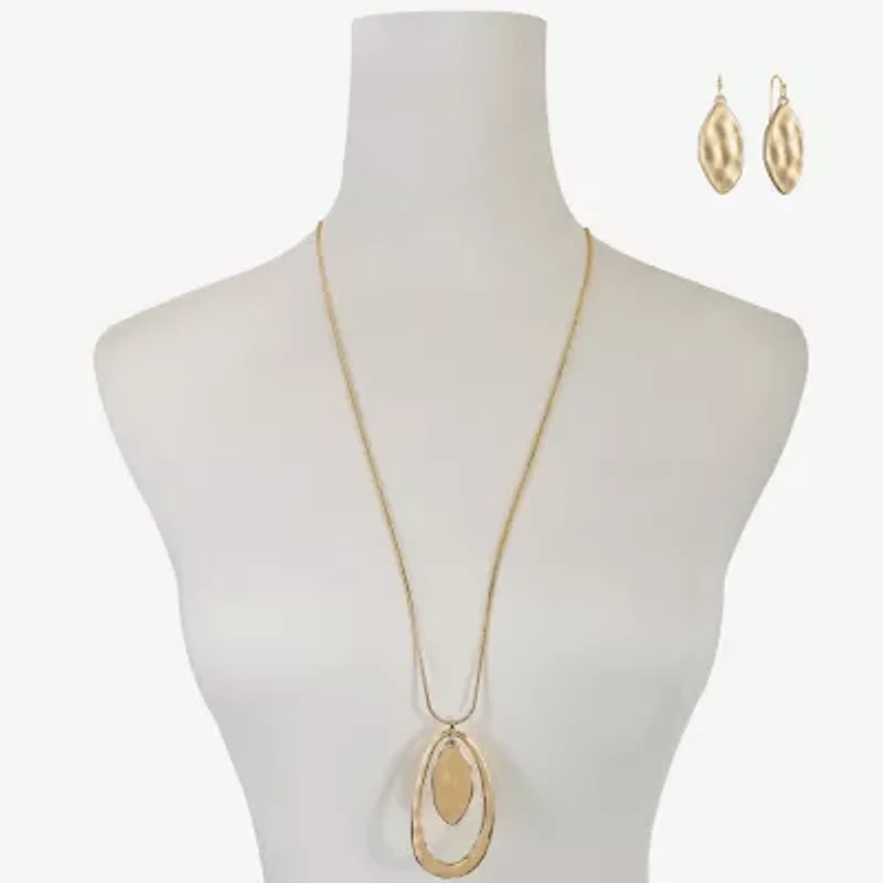 Liz Claiborne Orbital Pendant Necklace And Drop Earring Womens 2-pc. Jewelry Set