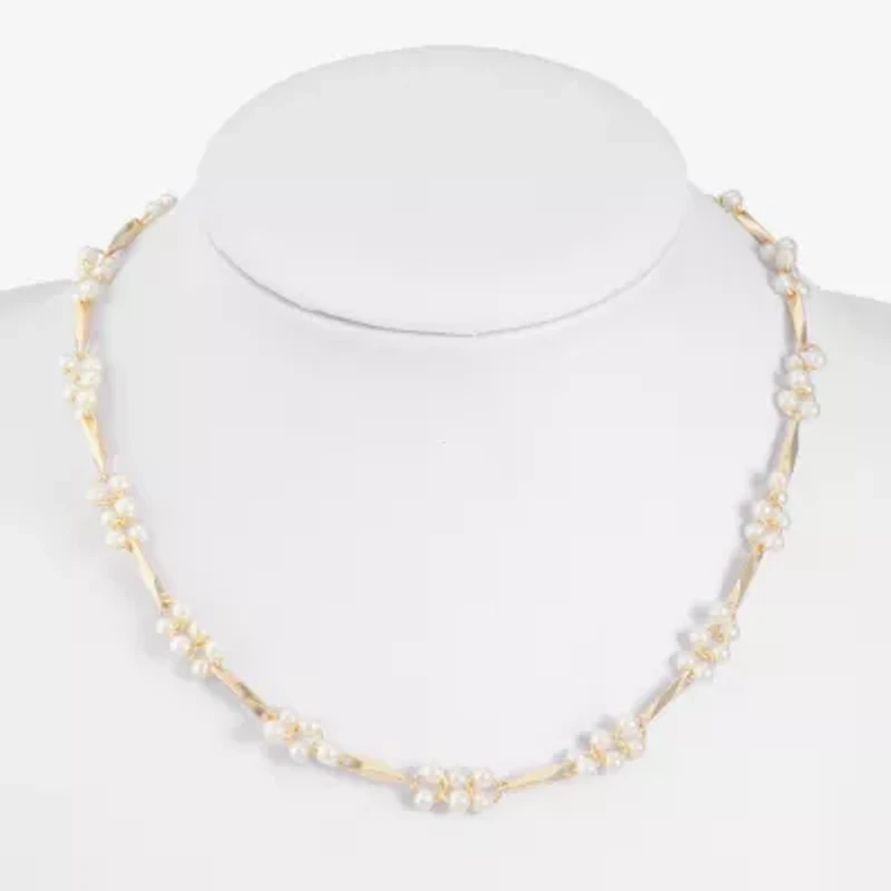 Monet Jewelry Womens White 17 Inch Collar Necklace