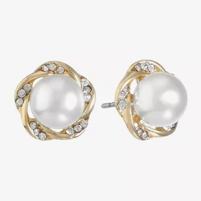 Monet Jewelry White Simulated Pearl 19.5mm Stud Earrings