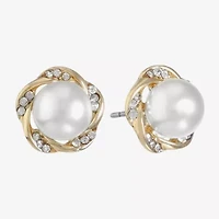 Monet Jewelry White Simulated Pearl 19.5mm Stud Earrings