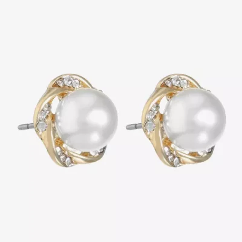 Monet Jewelry White Simulated Pearl 19.5mm Stud Earrings