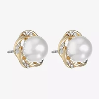 Monet Jewelry White Simulated Pearl 19.5mm Stud Earrings